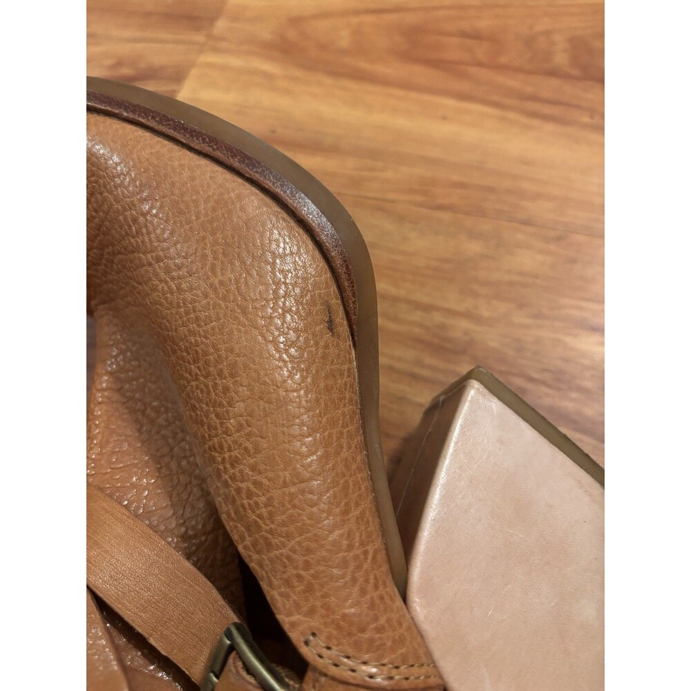 Boho Kork-Ease Leather Ankle Strap Wedge Booties Brown US 10 EU 42 Round Toe - Picture 14 of 15